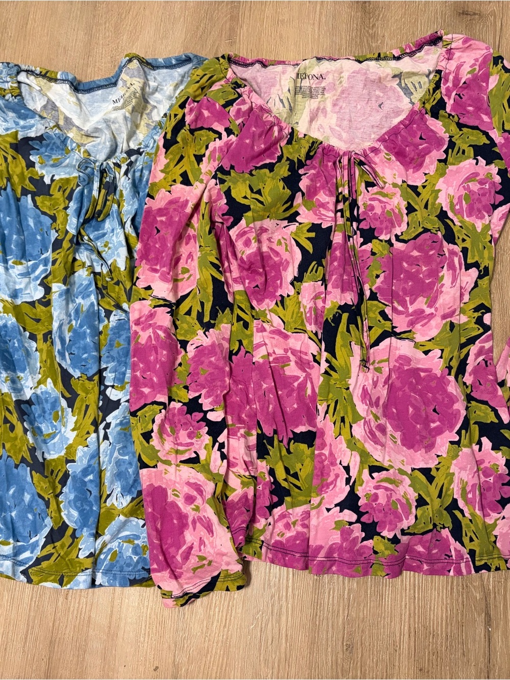 Floral Tie-Neck Long Sleeve Top - Pink